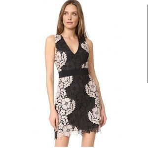 Alice + Olivia Black and Cream Floral Lace Mini Dress ‘Patrice’ Dress